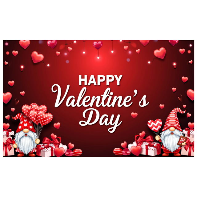 Valentines Day Gnomes Banner Party Backdrop Happy Valentines Background Home Decorations Indoor Outdoor Decor Photography Props