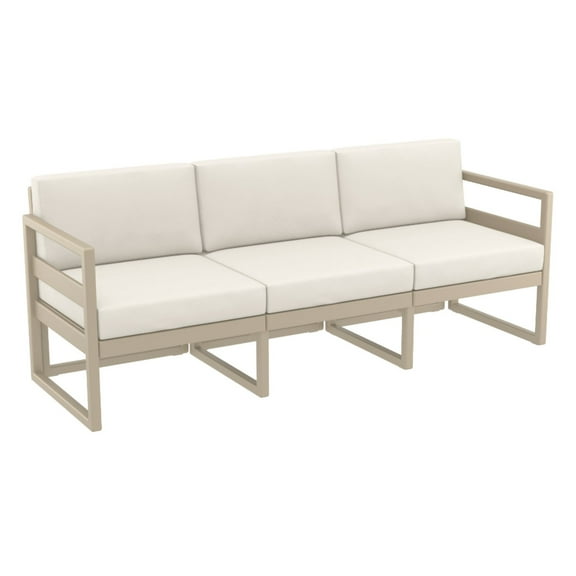 Mykonos Patio Sofa Taupe with Sunbrella Canvas Natural Cushion