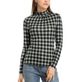 thumbnail image 1 of INSPIRE CHIC Blouse Décontractée à Carreaux pour Femme à Col Roulé Ajustée à Manches Longues, 1 of 6