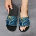 thumbnail image 6 of GZHJMY Stylish Slides for Women Men, Black Blue Marble Abstract Style Soft Flexible Slip-on Sandals Slippers, 6 of 7