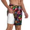 thumbnail image 3 of Balery Colorful Floral Embroidery Mexican Mens Swim Trunks Swim Shorts for Men Quick Dry Inseam Beach Shorts with Compression Liner Pocket-X-Large, 3 of 9