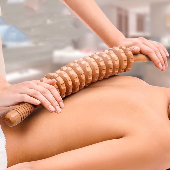 XIRQI Wooden Massage Roller Stick, Curved Wood Therapy Massager for Body Sculpting & Lymphatic Drainage