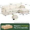 thumbnail image 2 of 109'' Modular Sectional Sofa with Storage Ottoman, L Shaped Cloud Couch with Leg, Deep Seat Comfy Cloud Sofa, 4 Seat Convertible Sectional Couches for Living Room (Beige, Low Legs 1.97"), 2 of 10