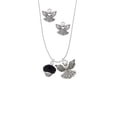 thumbnail image 2 of Delight Jewelry Silvertone Black Faceted Glass Spinner Silver tone Guardian Angel Charm Necklace and Stud Earrings, 2 of 4