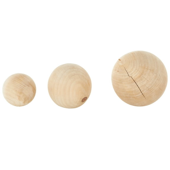 DecMode Light Brown 5" Handmade Wood Orbs & Vase Filler with Varying Sizes (3 Count)