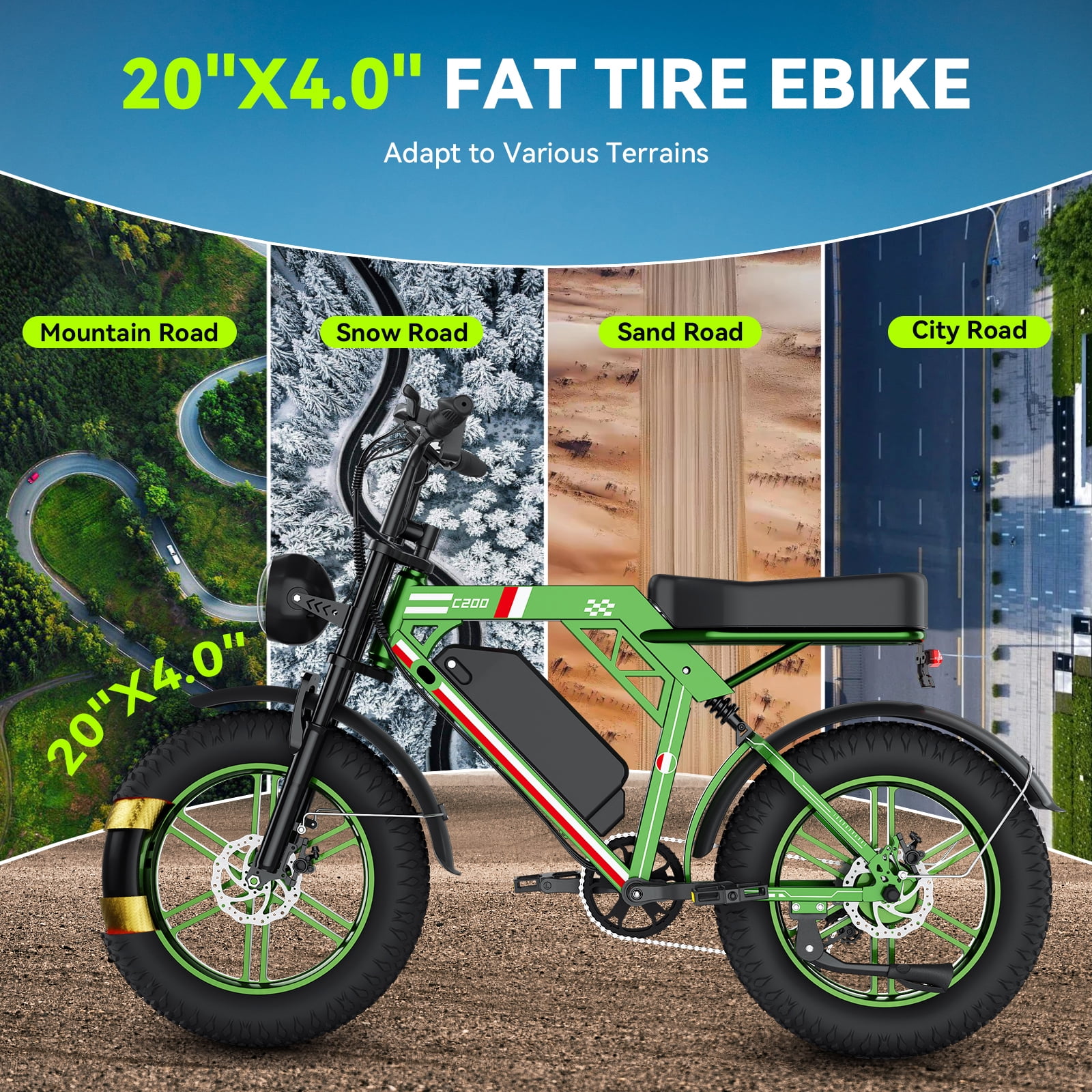 VortexRider 1500W Electric Bike for Adults, 20" Fat Tire E-Mountain Bikes, 48V 17.5Ah 32MPH Ebike for Adults Full Suspension UL2849
