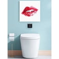 thumbnail image 4 of Canvas Print Wall Art Kiss Me Text Lipprint Retro Abstract Red Lips Framed Canvas Art Wall Decor Pictures Painting Morden Artwork for Living Room Bedroom, Ready to Hang, 24"x24", 4 of 4