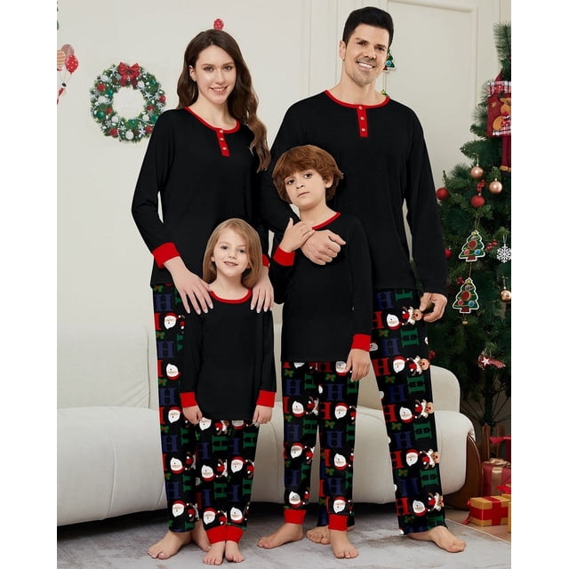 Pijamas familiares a juego de Navidad 2025, pijamas de dibujos animados de Papá Noel, conjunto de ropa para adultos y niños, mono de bebé + ropa para perros
