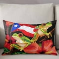 thumbnail image 3 of Puerto Rico Flag Throw Pillow Covers, Frog Red Flower Summer Leaf Soft Breathable Pillow Cases with Invisible Zipper for Sleeping, Queen Size Pillowcases for Couch Bed Sofa Chair 20x30 Inches, 3 of 6
