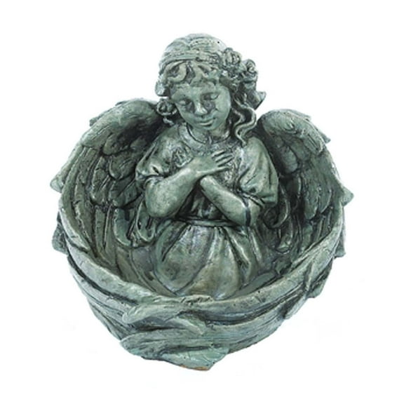 Solid Rock Stoneworks Tranquility Angel Decorative Garden Stone Statue 11" Tall Indigo Color