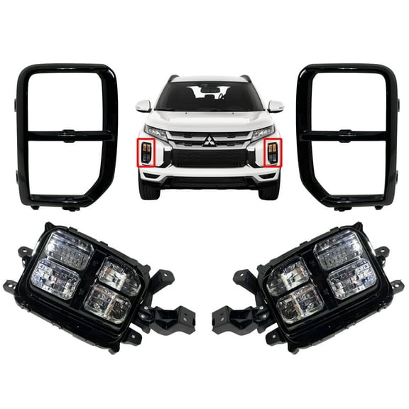 2020 2021 2022 2023 Compatible With Mitsubishi Outlander Sport Front Bumper Turn Signal Fog Light Lamp With Cover Left Driver Right Passenger Set