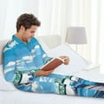 thumbnail image 6 of Naloa Urban Riverside Clock Tower Men’s Pajamas Set - Long Sleeve Button Down Sleep Shirt and Pajama Bottoms Sleepwear Set-Small, 6 of 7