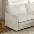 thumbnail image 3 of Beige Corduroy Fabric Loveseat Sofa Couch for Living Room - Upholstered Deep Seat 2-Seater with 2 Pillows, Premium Comfort &amp; Flexible Design, 3 of 7