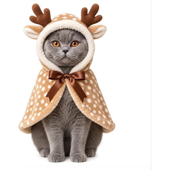 Christmas Tree Pet Cloak Costume, Pet Christmas Cloak for Cats and Small Dogs Santa Cape Xmas Outfit, Christmas Pet Cape, Santa Reindeer Tree Hooded Cloak, Soft Plush Fabric, Adjustable Tie