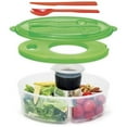 thumbnail image 3 of Salad Lunch Dressing Sauce Reusable 6Pc BPA-Free 4-Compartment Container - Green, 3 of 3