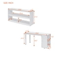 thumbnail image 4 of Full Size Low Loft Bed with Retractable Writing Desk and 3 Drawers, Wooden Loft Bed Frame with Storage Stairs and Shelves, for Kids Teens Boys Girls, Sturdy Slats Support, White, 4 of 9