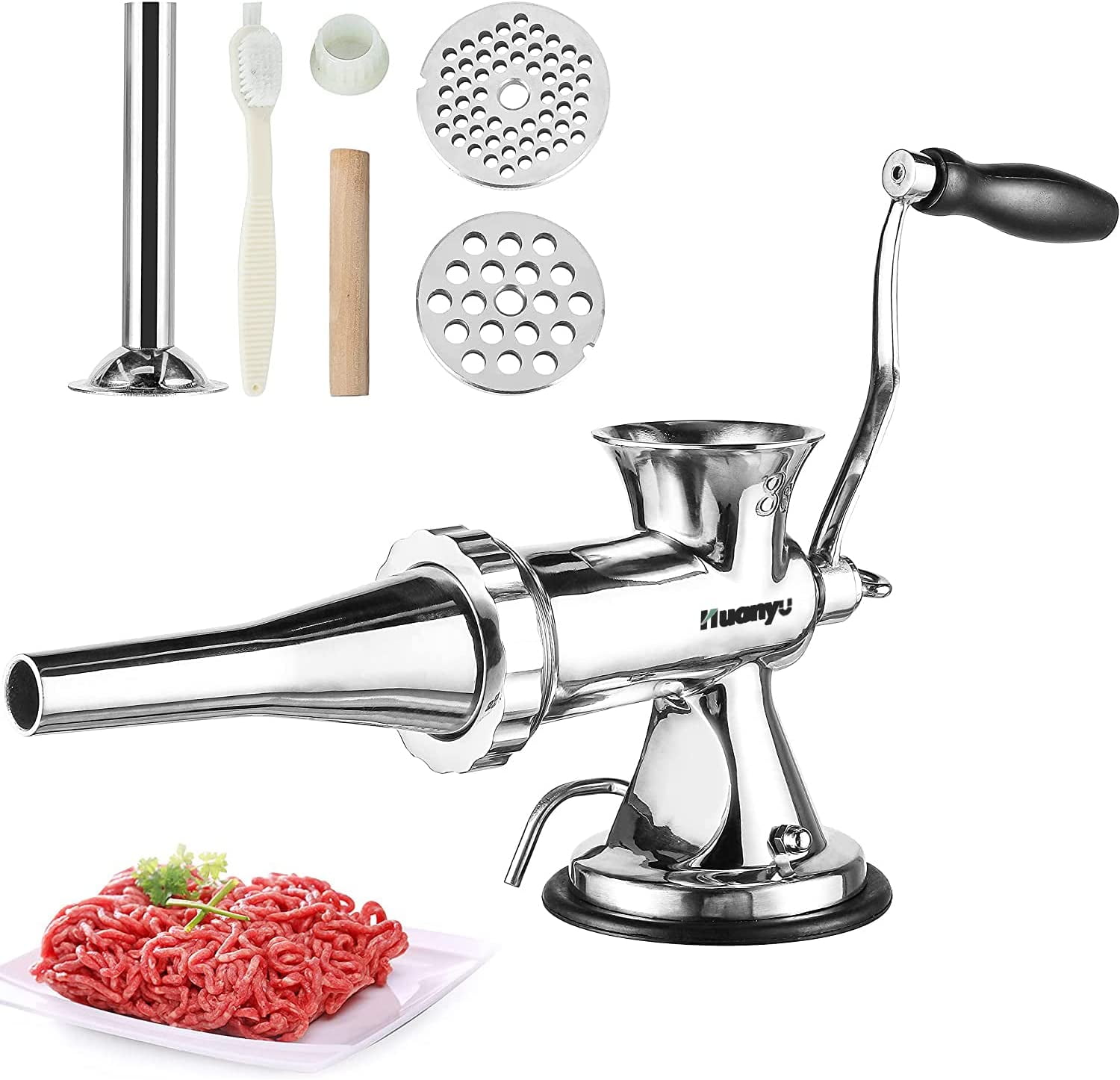 Manual Meat Grinder Sausage Stuffer Filler Hand Crank Mincer Stainless