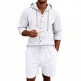 thumbnail image 4 of HBGVBA Summer 2 Piece Set for Men Long Sleeve Hooded Casual Top Elastic Waist Comfortable Shorts Set, 4 of 5