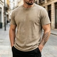 thumbnail image 2 of Akiihool Men's Oversized T-Shirts Relaxed Fit Men's Cotton T-Shirts Oversized Unisex Short Sleeves Casual Loose Wash Solid Basic Tee Tops Khaki,XXXXXL, 2 of 8