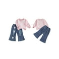 thumbnail image 2 of Loicainy Toddler Kids Little Girls Easter Clothes Set 6 12 18 24 Months 2T 3T 4T 5T 6T 7T Bunny/Carrot Decor Pullover with Denim Bell Bottom 2Pcs Outfit, 2 of 9
