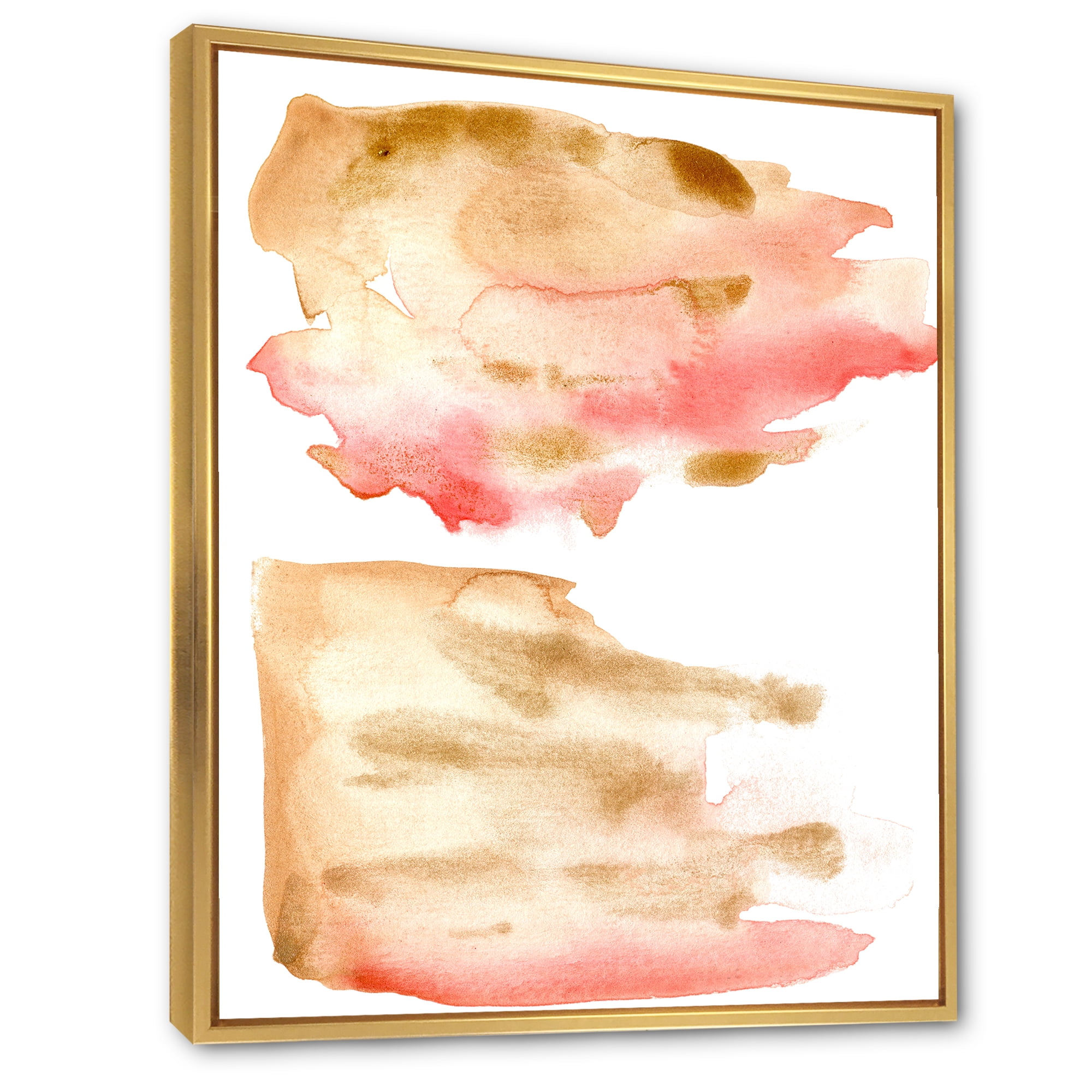 Designart 'Red Pink Gold and Beige Abstract Clouds' Modern Framed Canvas Wall Art Print