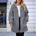 thumbnail image 4 of Women'S Long Sleeve Hooded Cardigan with Zipper Loose Plush Cardigan Jacket Women'S Plush Jacket Dark Gray S, 4 of 8