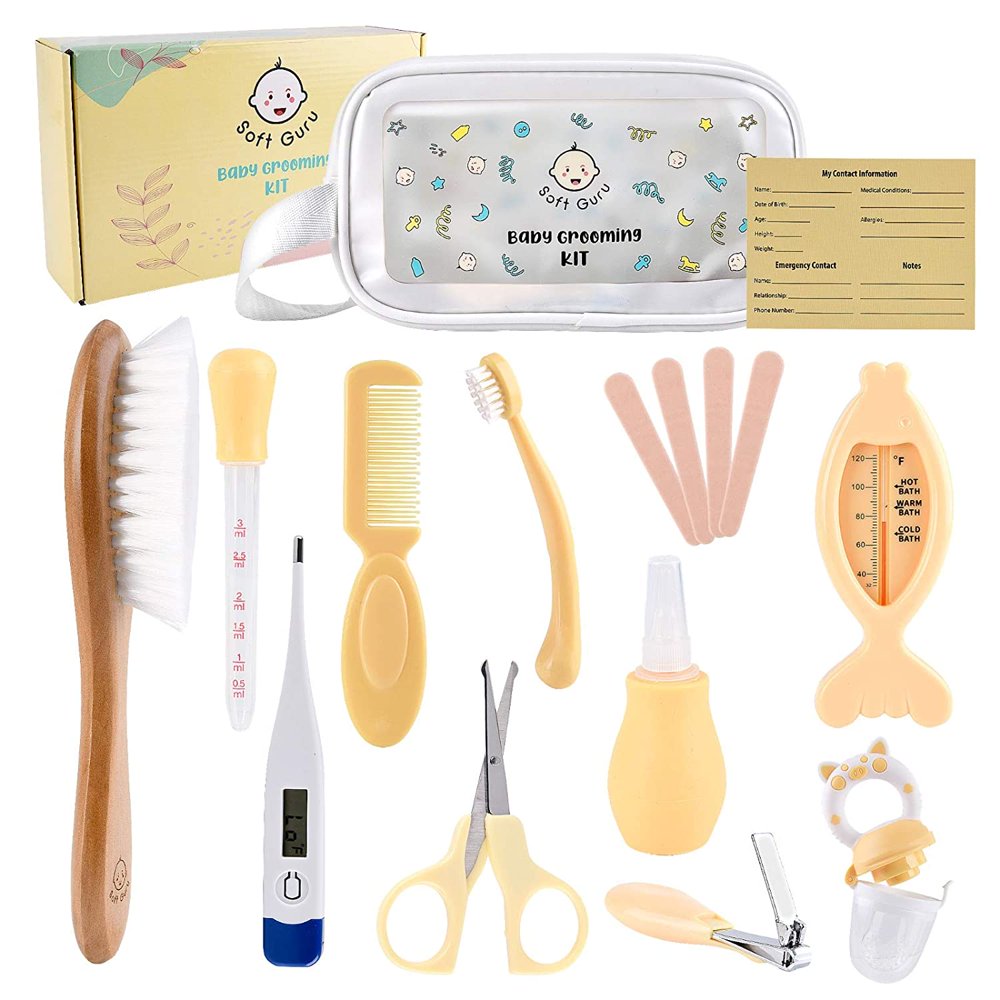 Soft Guru Baby Grooming Kit Essentials for Newborns. Gift Set with