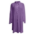 thumbnail image 4 of yardsong Womens Plus Size Cotton Linen Long Sleeve Shirt Loose Button Down Boyfriend Shirt Tops Swimsuit Cover Up Shirt for Women Purple,XXXXXL, 4 of 6