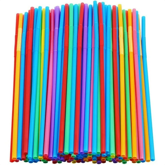 Artrylin 200Pcs 10.3 inch Colorful Extra Long Flexible Drinking Straws,Individual Package Disposable Straws,Extra Long Flexible Party Fancy Straws.