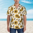 thumbnail image 4 of Lsque Sunflowers and Bees pattern Hawaiian Shirt for Men, Unisex Summer Beach Casual Short Sleeve Button Down Shirts-Medium, 4 of 9