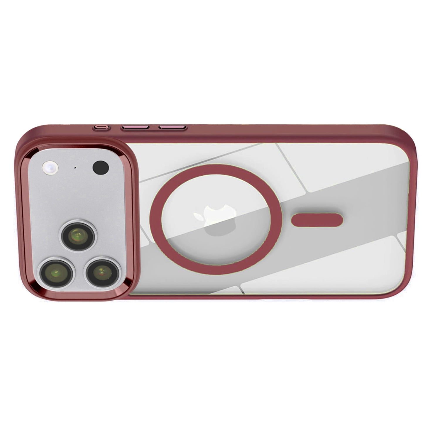 Crystal Transparent Magnetic Cover for iPhone 17 Pro Max - Red