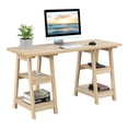thumbnail image 2 of Convenience Concepts Designs2Go 29.25" Double Trestle Desk with Shelves, Weathered White, All Ages, 2 of 6