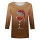 thumbnail image 2 of Camisetas de Manga Larga de las Mujeres Imprimir Navidad Cuello Redondo 3/4 Manga Suéter, Top Casual para las Vacaciones, 2 of 3