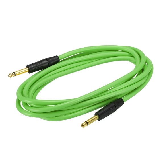 Unique Bargains Guitar Instrument Cable 9.84 Feet 1/4' to 1/4' TRS Straight to Straight Angle Bass Cable Cord Green