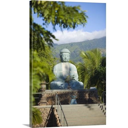 Great BIG Canvas | "Hawaii, Maui, Lahaina Jodo Mission, Buddha Statue" Canvas Wall Art - 24x36