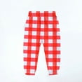 thumbnail image 3 of IVEYRTF Children's Christmas Checkered Print Pants Elastic Waistband with Drawstring and Pockets Thickened Casual Sports Sweatpants Trousers for Kids 2-15 Years(Red#1,7-8 Years), 3 of 3