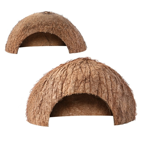 SHISUYAN POPETPOP 2pcs Coconut Shell Natural Hut Reptile Hideouts Reptile Cave for Lizard Spider Snail Hermit Crab