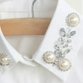 thumbnail image 5 of Women's Embellished Detachable False Collar, Pearl and Rhinestone Chiffon Collar, Elegant Wedding Blouse Accessory, Adjustable Mock Neck Piece for Dresses and Sweaters - White, 5 of 9
