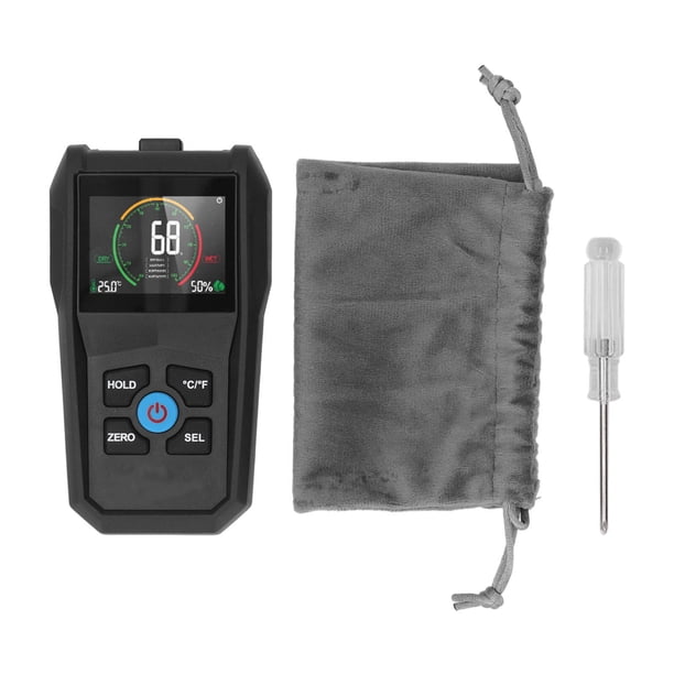 Medidor de humedad sin pines con pantalla digital LCD, sensor detector de humedad 4 en 1 para madera
