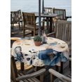 thumbnail image 2 of Outdoor Tablecloth with Umbrella Hole for Patio/Picnic/Party/Camping, Vintage Blue Floral Waterproof Table Cloth Round Cover Washable, Butterflies Watercolor Flower Linen (Dia 60"), 2 of 8