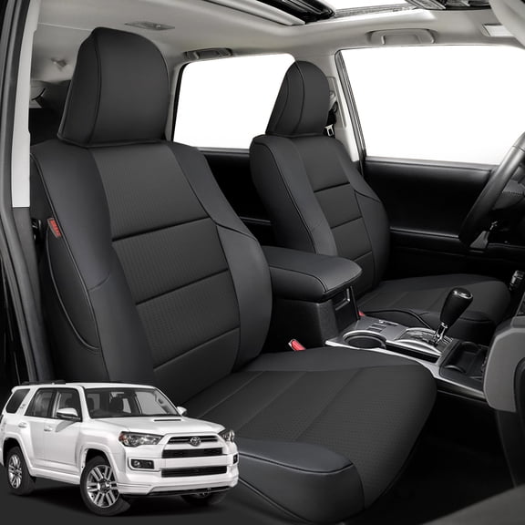 coverdream 4Runner Seat Covers Custom Fit for 2010-2024 Toyota 4Runner Seat Covers (5-Seater) - Breathable Leather(Full Set,Black)