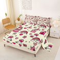 thumbnail image 2 of Manfei Rainbow Castle Bed Sheets, Cute Buttefly Flower Full Size Sheets, Cream Pink, 4pcs, 1 Flat Sheet, 1 Fitted Sheet and 2 Pillowcases, 2 of 6