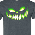 thumbnail image 4 of Inktastic Wide Grinning Pumpkin Face in Lime Green Glow T-Shirt, 4 of 5