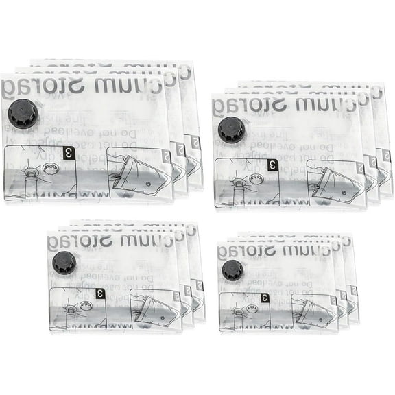 SpaceAid 12 Pack Vacuum Storage Bags (3 Jumbo, 3 Large, 3 Medium, 3 Small), Space Saving Sealer Bags for Clothes, Pillows, Comforters, Blankets, Bedding
