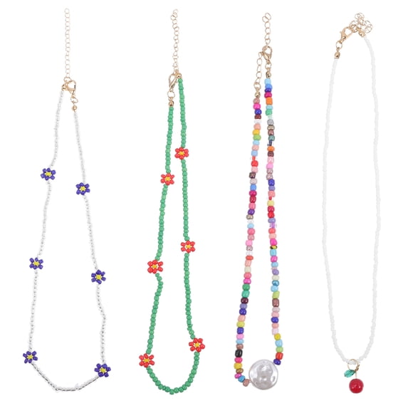 Milisten 4pcs Beaded Choker Statement Jewelry Beach Beaded Necklaces for Teen Girls