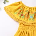 thumbnail image 6 of IBTOM CASTLE Mexican Dress for Girls Traditional Off-Shoulder Floral Embroidery Cinco de Mayo Fiesta Party Folklorico Dress 6-7 Years Yellow, 6 of 8