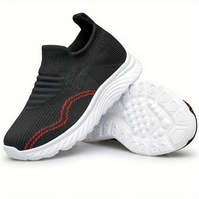 FNNMNNR Boys Mid-Top Striped Socks Shoes - Lightweight Breathable Pull-On Design for Comfortable Walking - Perfect for Spring and Summer All-Season Wear