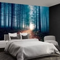 thumbnail image 3 of - Nature Forest Tree Mural Woodland Landscape Backgrounds Cottage Jungle Wallpaper Extra Large Wall murals for Bedroom Living Room（not Peel and Stick）-, 3 of 5