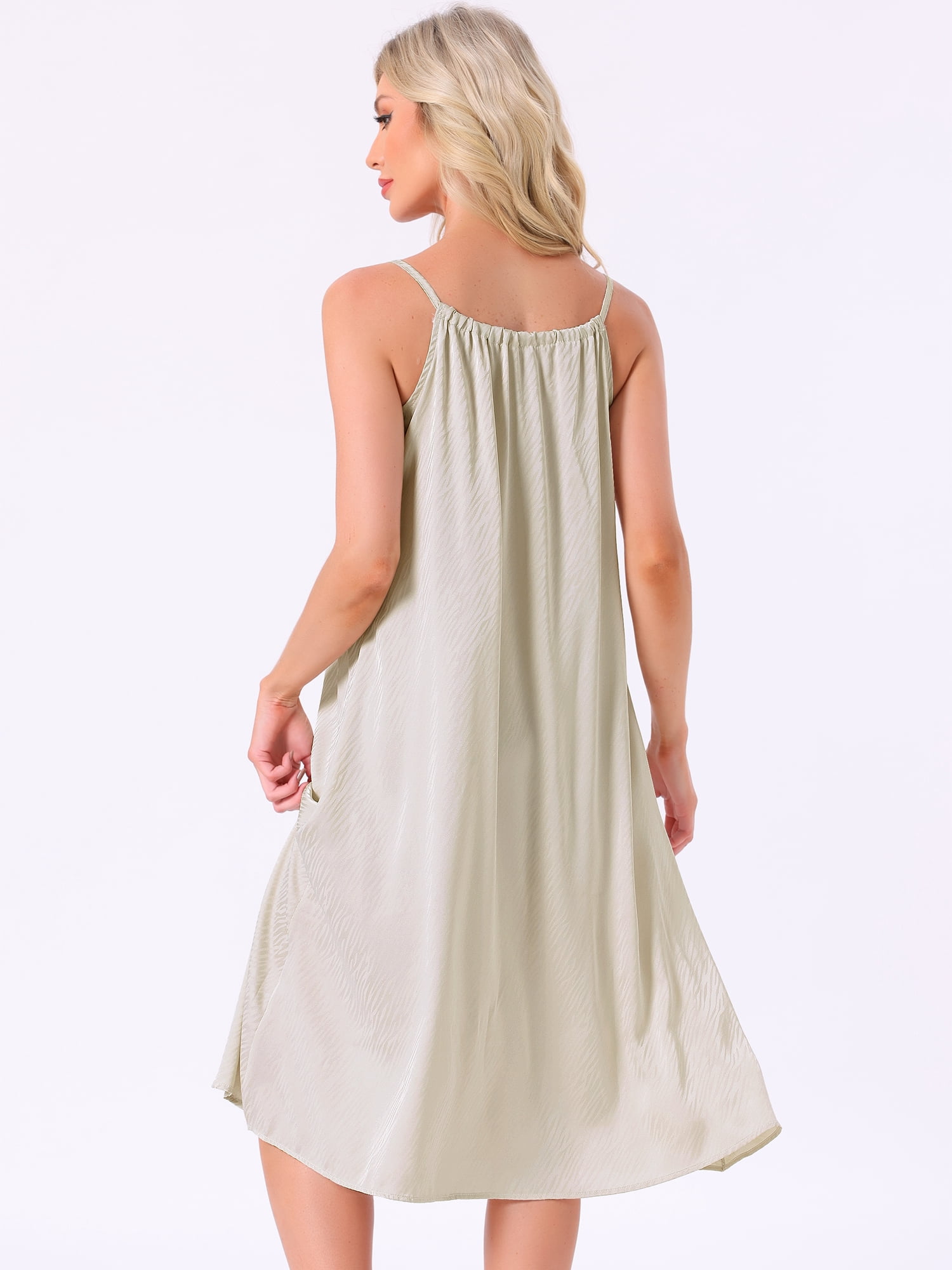 DARING DIVA Women's Satin Sleeveless Pajama Dress Spaghetti Strap Nightgown L Apricot
