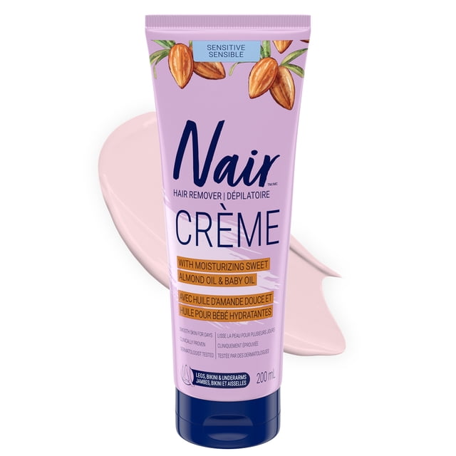 Nair Hair Removal Crème for Sensitive Skin with Sweet Almond Oil and Baby Oil, 200ml